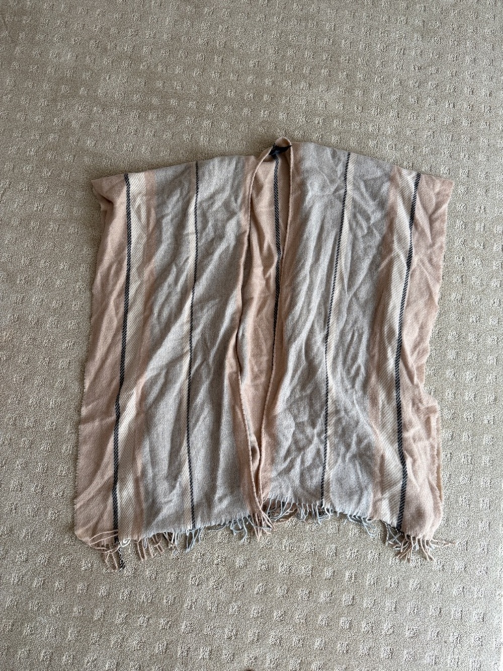 Club Monaco Beige Wool Blend Open Cardigan with Dark Stripe